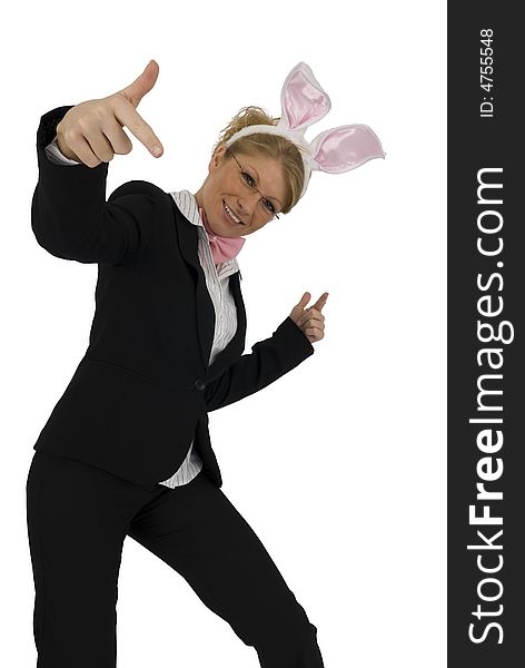 Business woman with ears. As Easter Bunny. Business woman with ears. As Easter Bunny.