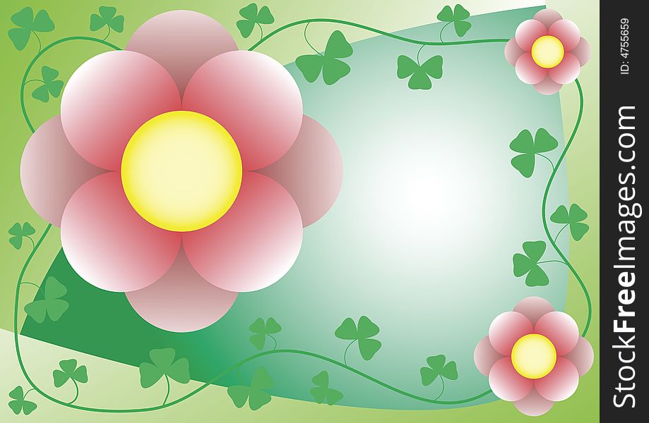 Flowers' decoration on green background