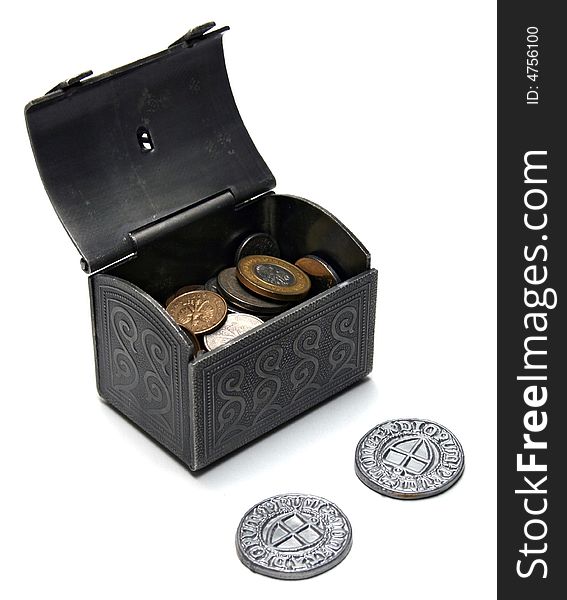 Open chest with coins