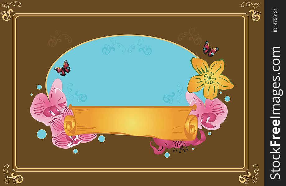 Retro illustration of a floral frame