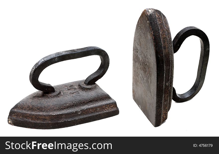 Old rusted iron in two positions isolated on white background. Old rusted iron in two positions isolated on white background
