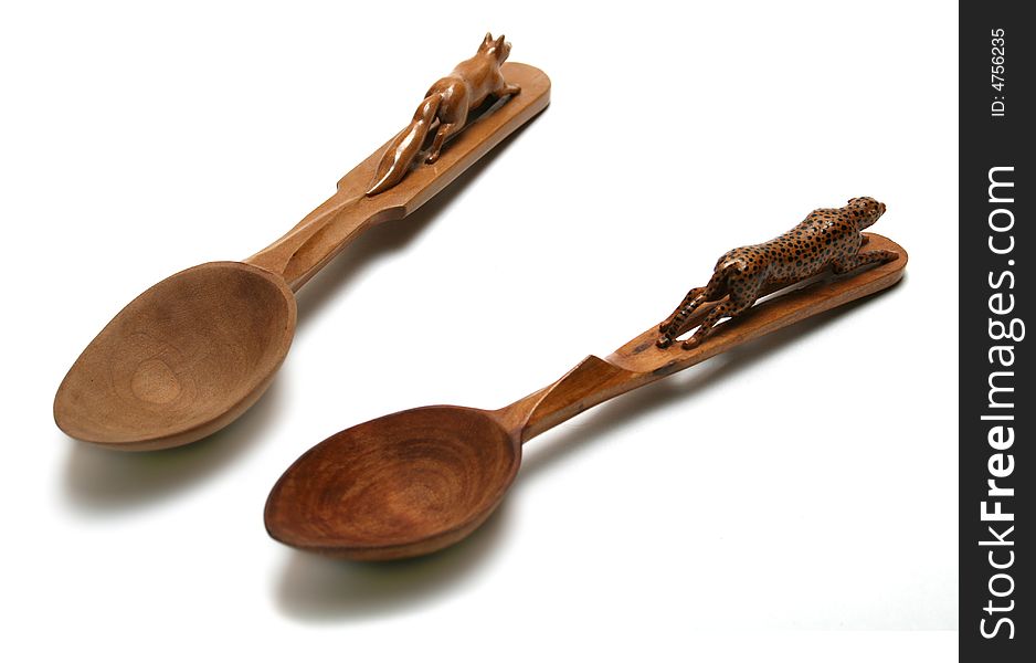 Two wooden spoons