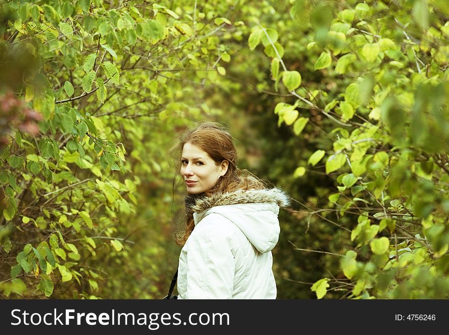 Girl Walking In The Park