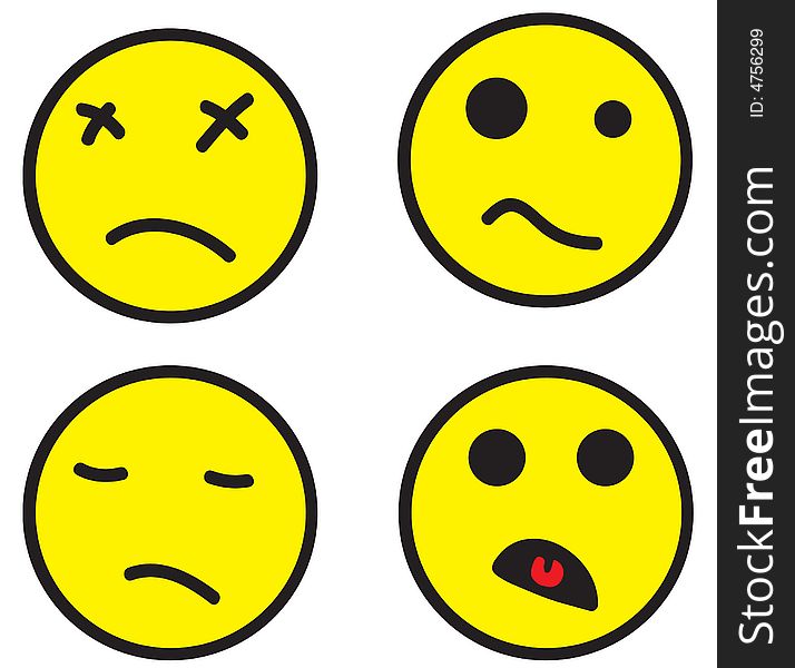 Four smileys demonstrating negative reaction