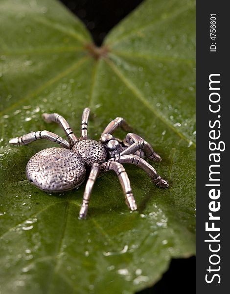 Spider shaped silver pendant plant