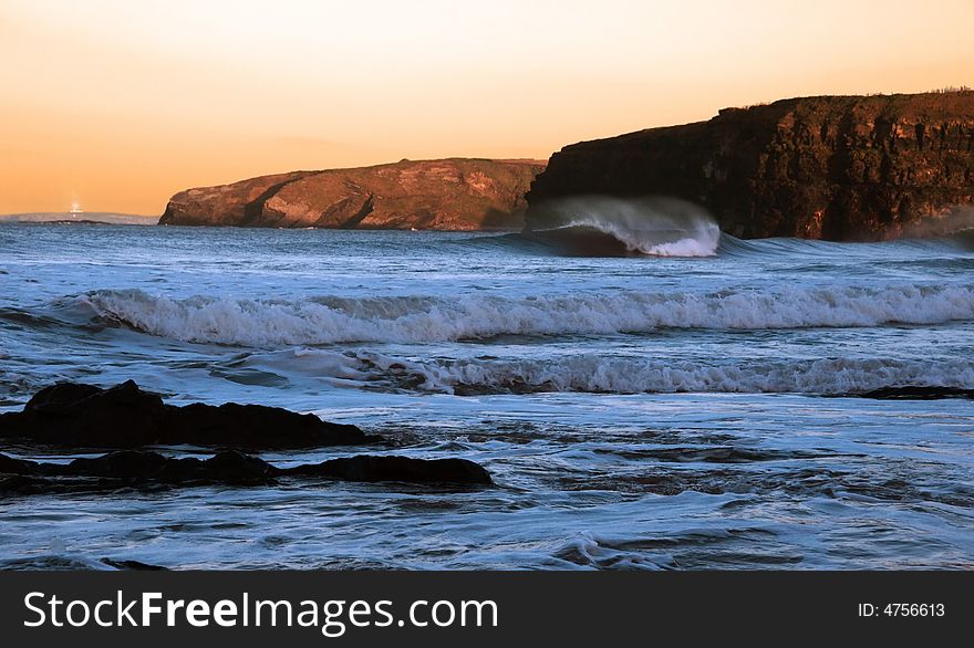 Sweeping waves during a storm of the west coast of ireland. Sweeping waves during a storm of the west coast of ireland