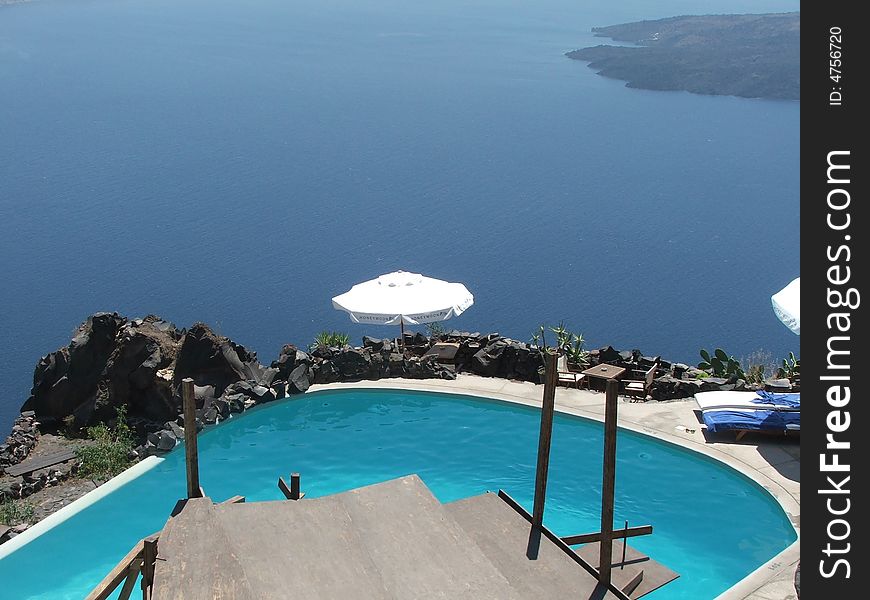 View of the caldera of Santorini, Greece.