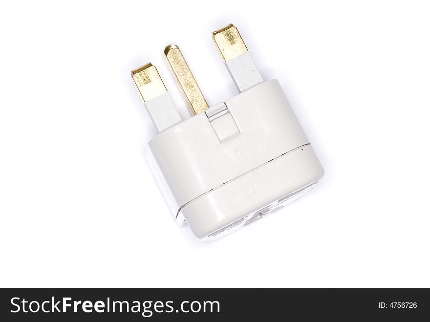 Adapter from European system to English isolated on white background