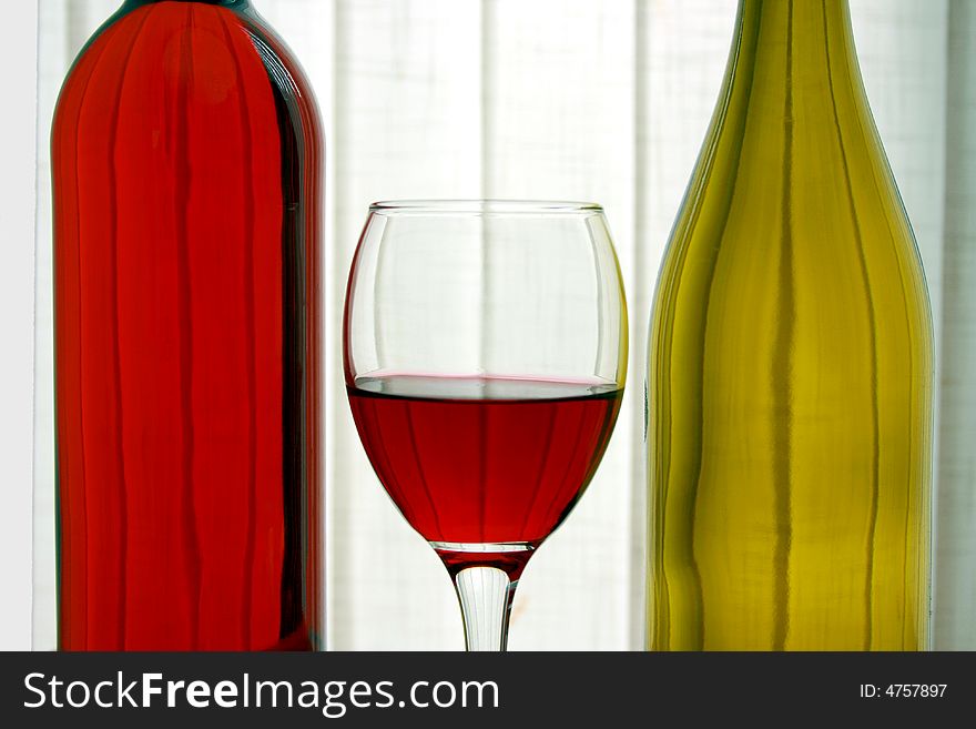 Wine Bottles with Wine Glass