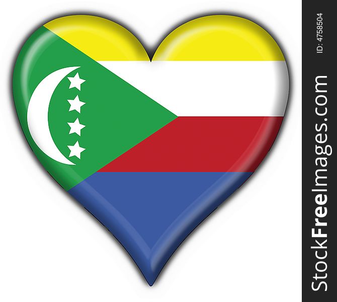 Comoros button flag heart shape