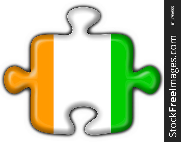 Cote D Ivoire Button Flag Puzzle Shape