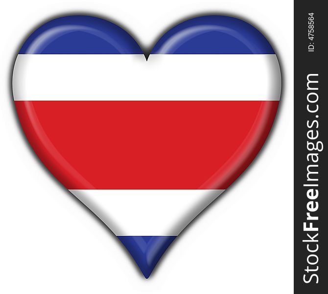 Costa Rica Button Flag Heart Shape