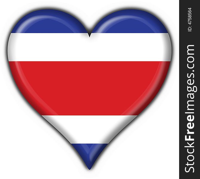 Costa rica button flag heart shape