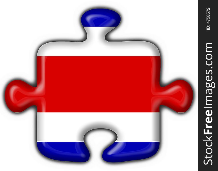 Costa Rica Button Flag Puzzle Shape