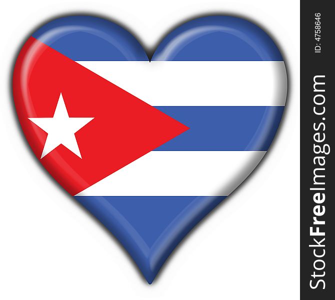 Cuba button flag heart shape