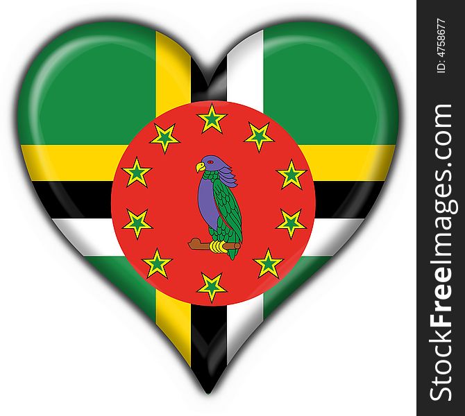 Dominica button flag heart shape