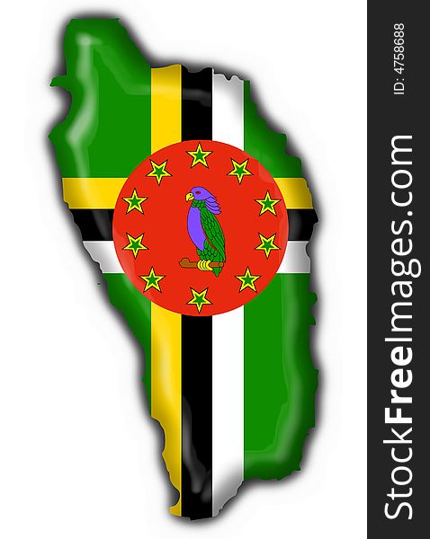 Dominica Button Flag Map Shape