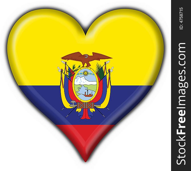 Ecuador button flag heart shape