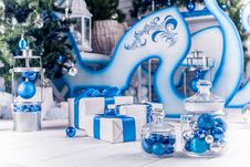 White Christmas Gifts With Blue Ribbons Stock Photo White Christmas Gifts With Blue Ribbons Stock Photo