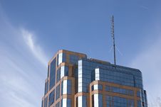 Brick And Glass Office In Clouds Royalty Free Stock Image Brick And Glass Office In Clouds Royalty Free Stock Image
