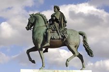 France; Lyon; Lyons; Bellecour Square Statue Royalty Free Stock Photo