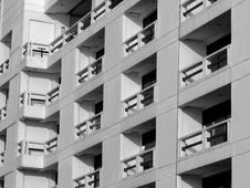 Windows And Balconies In Black & White Royalty Free Stock Image Windows And Balconies In Black & White Royalty Free Stock Image