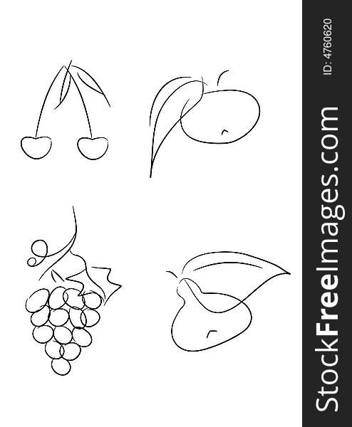 Set of fruits vector icons. Set of fruits vector icons