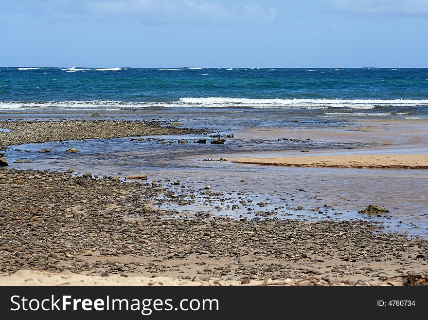 Low tide at Aukai Beach Park Eastcoast Oahu, Hawaii