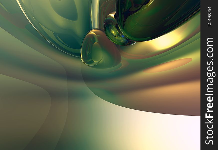 Metallic Green Abstract Render in a soft color Background. Metallic Green Abstract Render in a soft color Background
