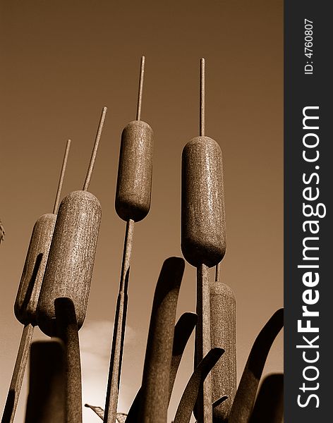 Metal Sculptured Cattails