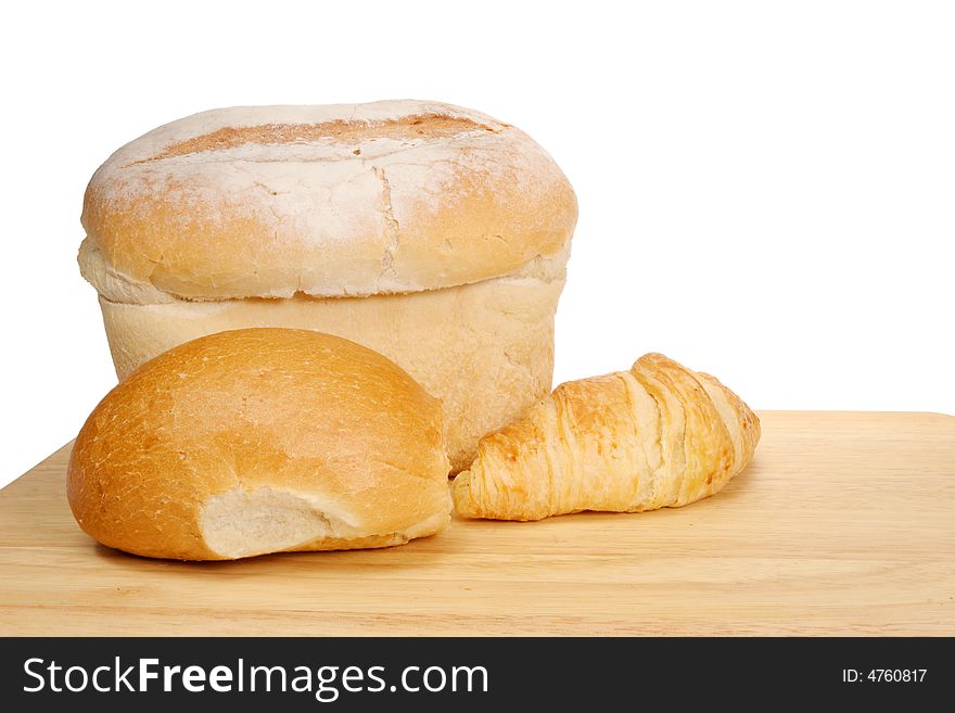 Bread loaf roll and croissant. Bread loaf roll and croissant