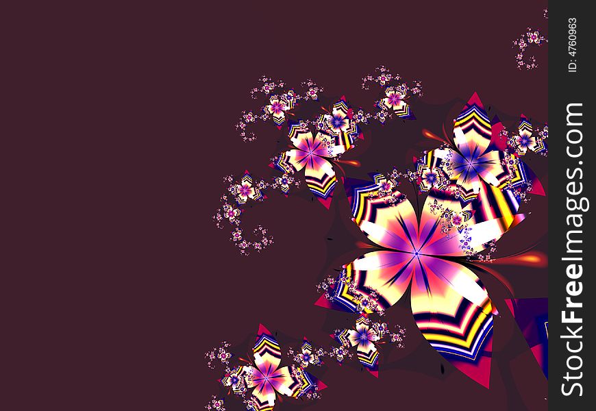 Abstract Fractal Flowers in a Dark Background