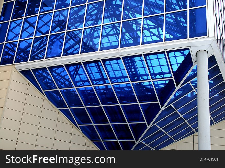 Glass architectural design of a modern building. Glass architectural design of a modern building.