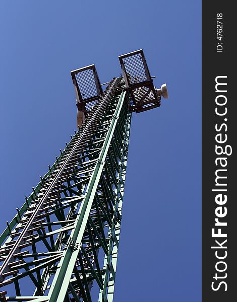 Industrial iron construction under blue sky