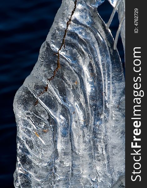 Icicles on a lake