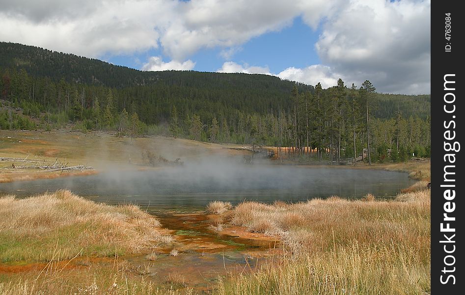 View of  hot lake in Yellowstone NP
