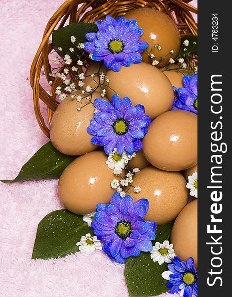 Easter Eggs With Blue Flowers