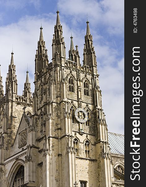 Exterior of the Canterbury Cathedral in Southern England