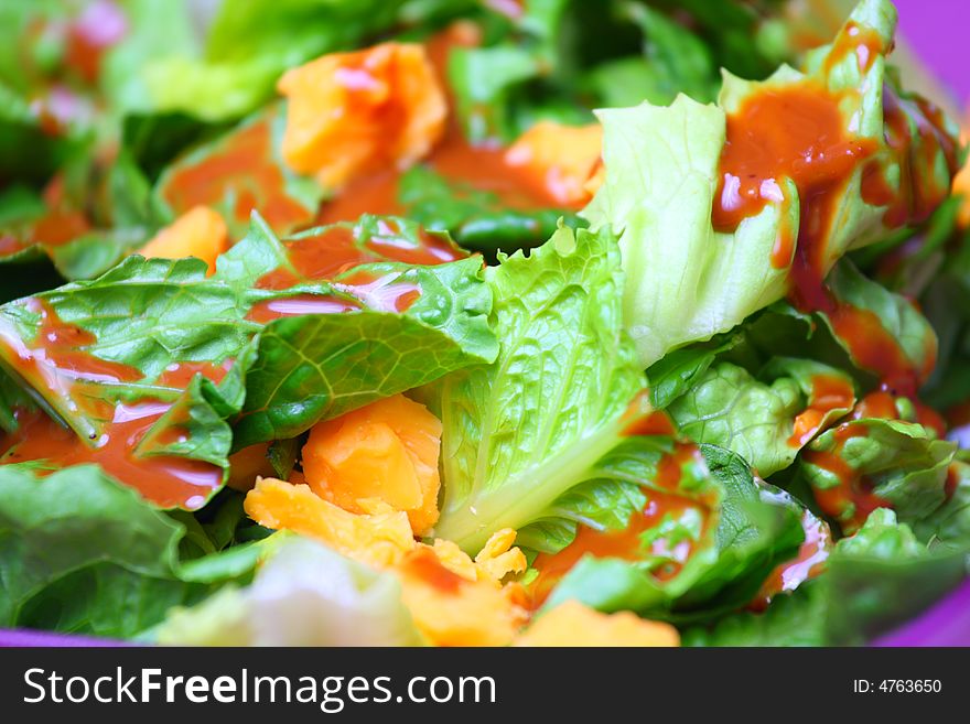 Macro closeup of a colorful salad. Macro closeup of a colorful salad