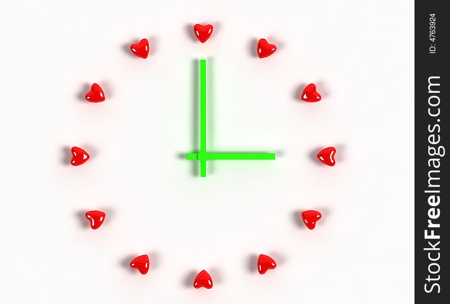 Heart clock with white background
