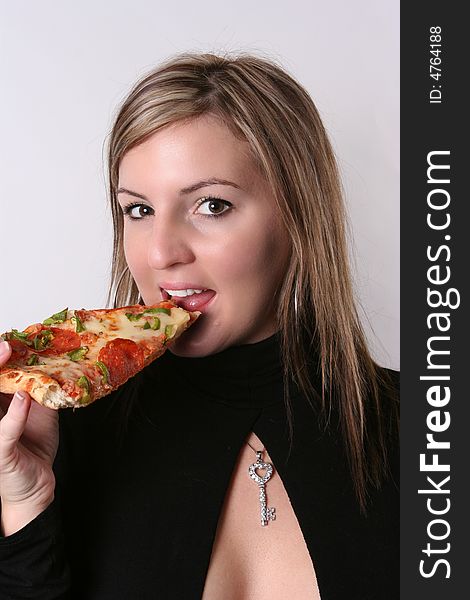 Girl Eating Pizza Slice