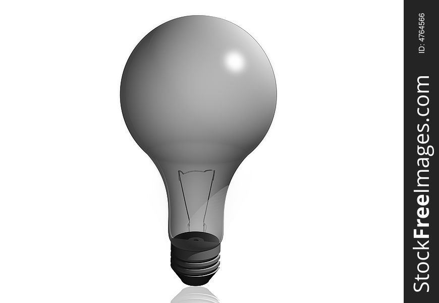 Illustration of a semi-translucent light bulb on a white background with a slight surface reflection.