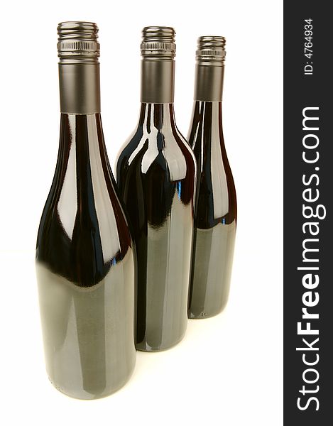 Bottles of wine isolated against a white background