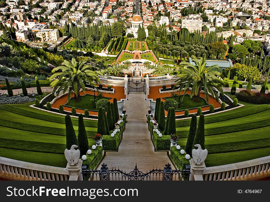 The Bahai Shrine,the terraced gardens