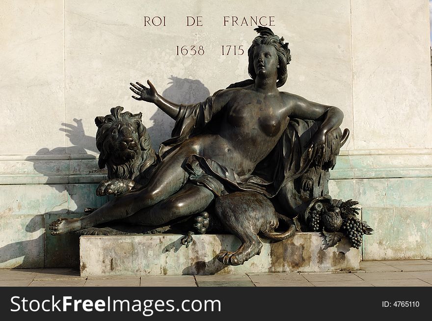 France; Lyon; Lyons; Statue At The Place Bellecour