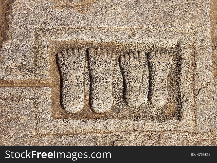 Ancient carving in a granite rock, Hampi, Karnataka state, India