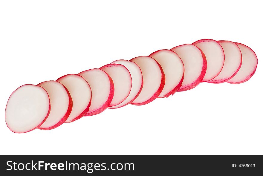 An image of slices of garden radish. An image of slices of garden radish
