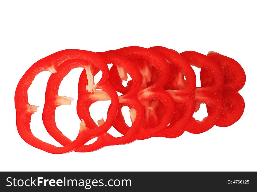 An image of slices of a red paprika