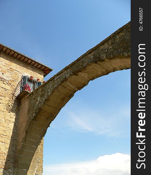 A typical building in Pitigliano, Tuscany.