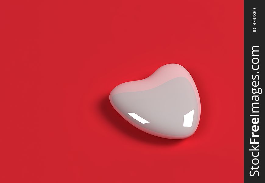 Isolated white heart with red background